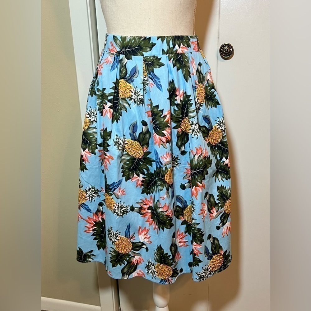Taydey NWT Skirt Women’s Size XL Blue w/Tropical Print - Picture 8 of 8